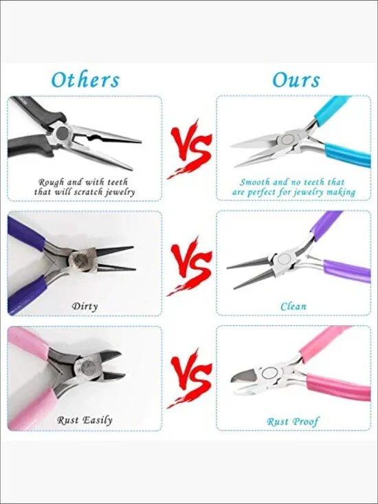 6pc Jewelry Making Tools Kit with Metal Pliers for Beading & Craft - Picture 6 of 7